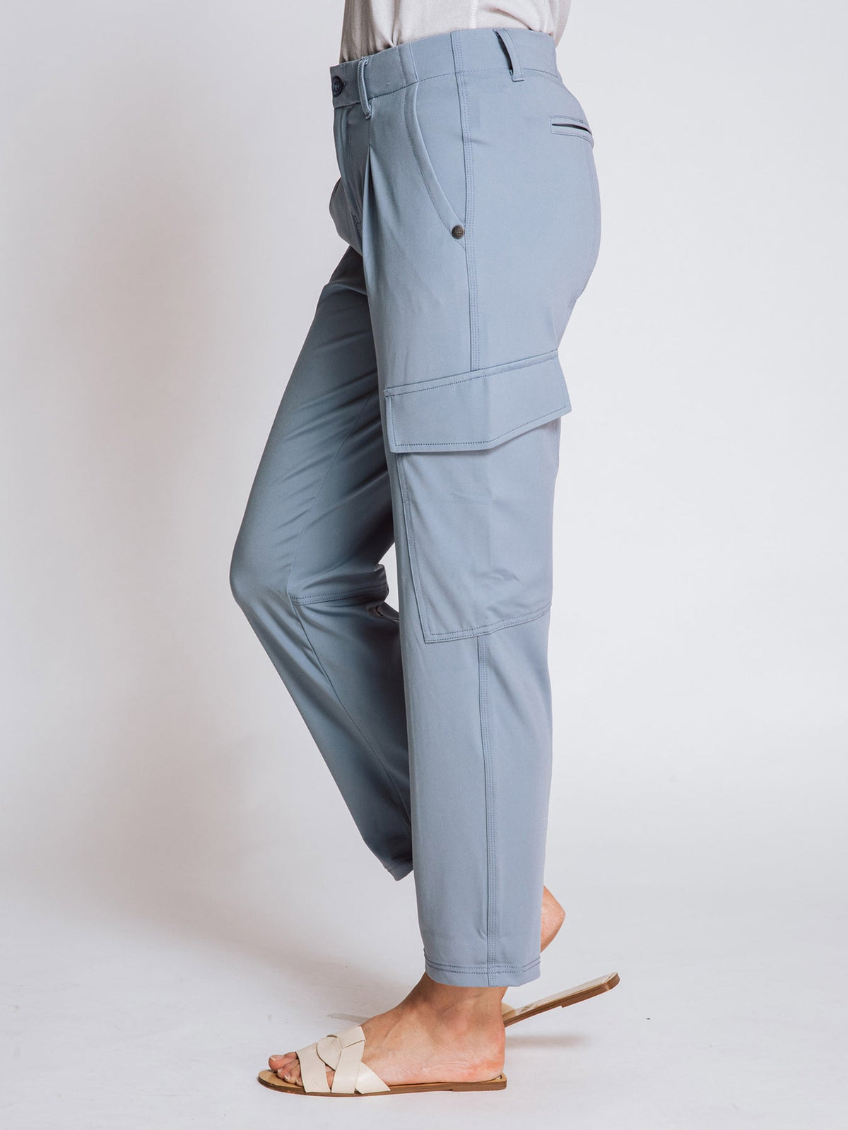 Damen Cargo-Hose Knöchellang mit Taschen Schicke Hose-3