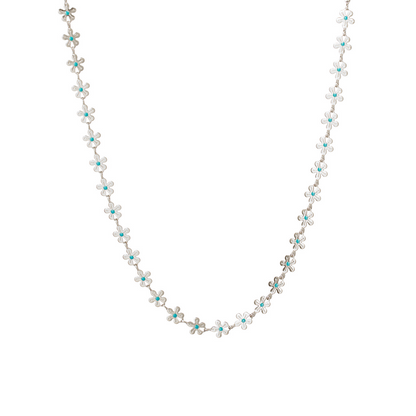 Damen-Silberhalskette, Blumen-Design, echtes Silber, verstellbare Länge-5