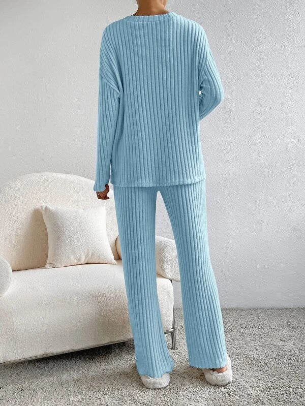 Damen Winter-Set Pullover und Hose Weiche Strickware-6