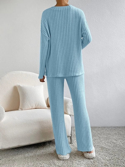 Damen Winter-Set Pullover und Hose Weiche Strickware-6