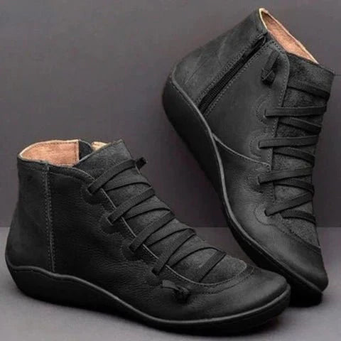 Damen Ankelstiefel Verstellbare Schnüre PU-Leder 8
