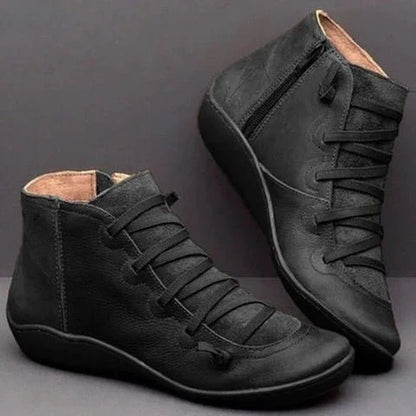 Damen Ankelstiefel Verstellbare Schnüre PU-Leder 8