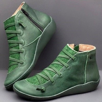 Damen Ankelstiefel Verstellbare Schnüre PU-Leder 1