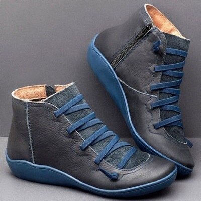 Damen Ankelstiefel Verstellbare Schnüre PU-Leder 9