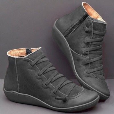 Damen Ankelstiefel Verstellbare Schnüre PU-Leder 5