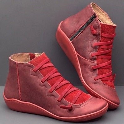 Damen Ankelstiefel Verstellbare Schnüre PU-Leder 12