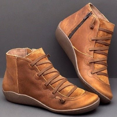 Damen Ankelstiefel Verstellbare Schnüre PU-Leder 6