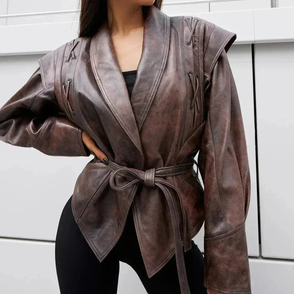 Variant image for Damen-Mantel Vintage V-Ausschnitt Polyester Elegantes Design-1