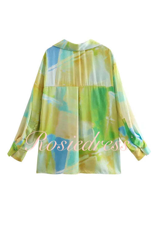 Damen Bluse Langarm Batik Baumwolle Polyester-3