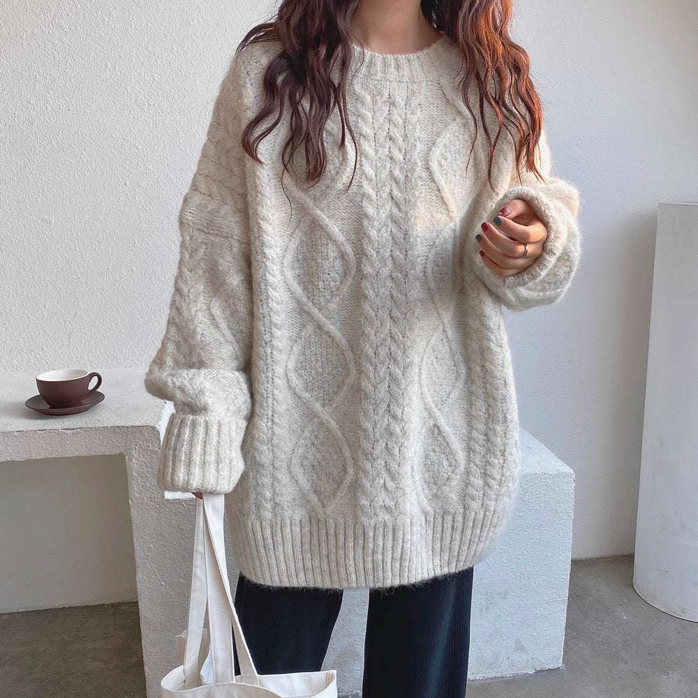 Damen-Boho-Strickpullover, rotiertes Design, weiche Strickart-1