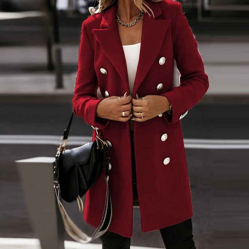 Damen-Mantel Lange Ärmel Polyester Wintermantel-2