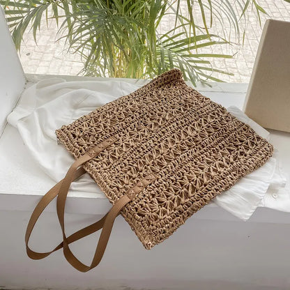 Damen-Strandtasche, gewebtes Polyester, für Strand und Sommeraktivitäten-6