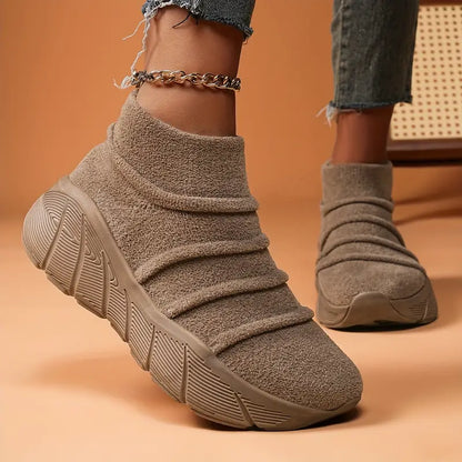 Damen-bestickte Wadenstiefel, weicher Stoff, spitze Zehenpartie, Blockabsatz-5