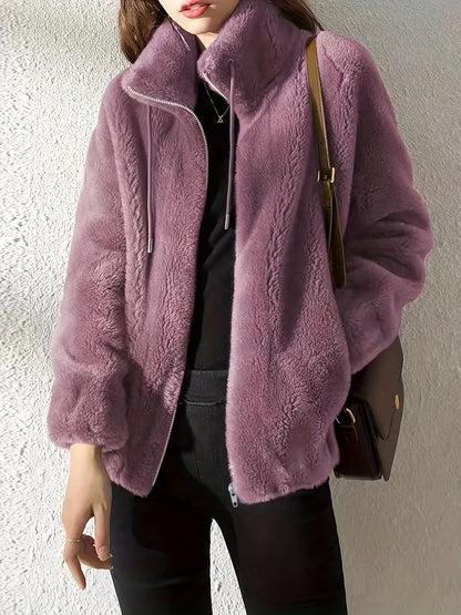 Variant image for Damen-Mantel Teddy mit Schnürung Polyester Lässiges Zip-Design-5