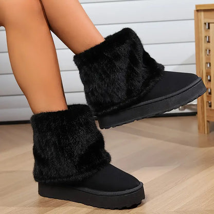Damen-Stiefel, halbhoch, Plüsch, fleecegefüttert, wasserfest-1