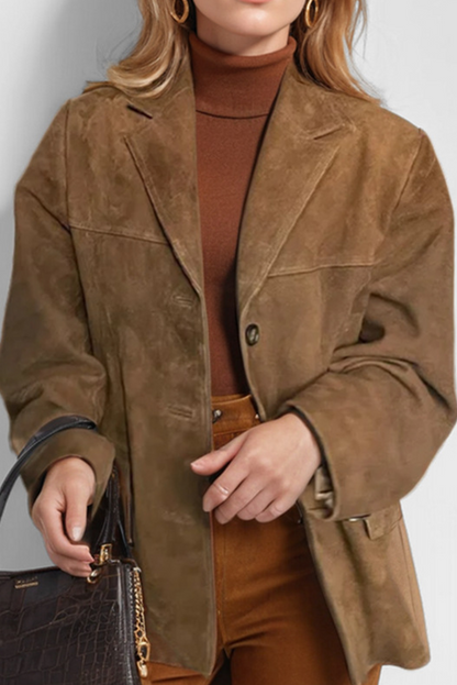 Damen Vintage Caféjacke mit Revers Hochwertiger Stoff-1