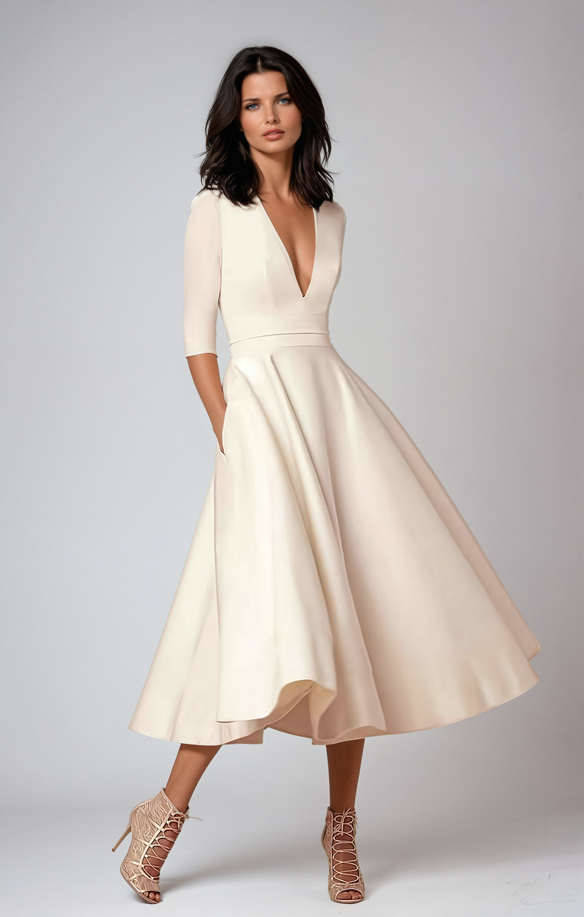 A-Linien-Damenkleid im 60er-Jahre-Retro-Look, Polyester-1