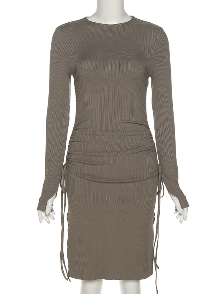 Damen-Minikleid, lässiger Stil, Polyester, mit dekorative Schnürung-2