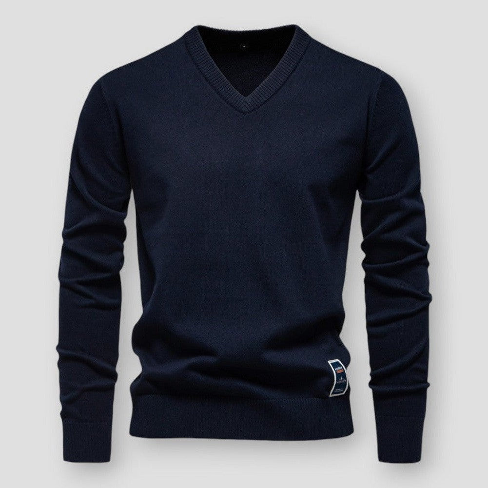 Herrenpullover, V-Ausschnitt, weicher Wollmix, moderne Passform-2