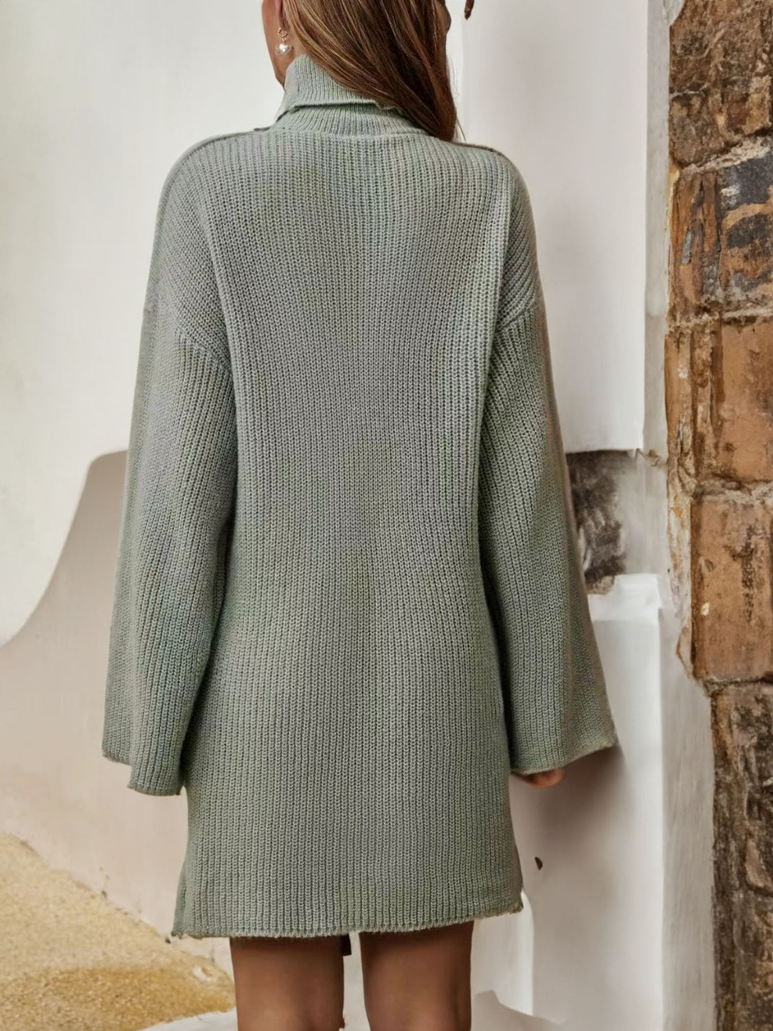 Damen-Rollkragen-Kleid, leichter Stoff, eleganter Herbststil-2