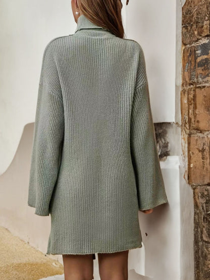 Damen-Rollkragen-Kleid, leichter Stoff, eleganter Herbststil-2