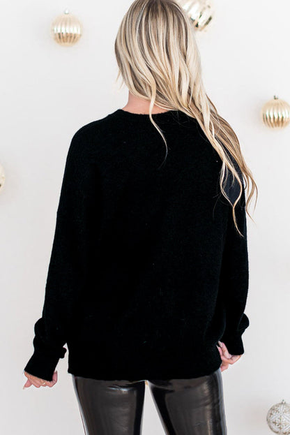 Damen-Strickpullover, lockere Passform mit Glitzerdetails-2
