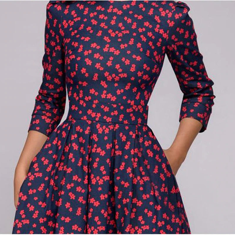 Damenkleid, Dreiviertelärmel, Polyester, elegantes Alltagskleid-2