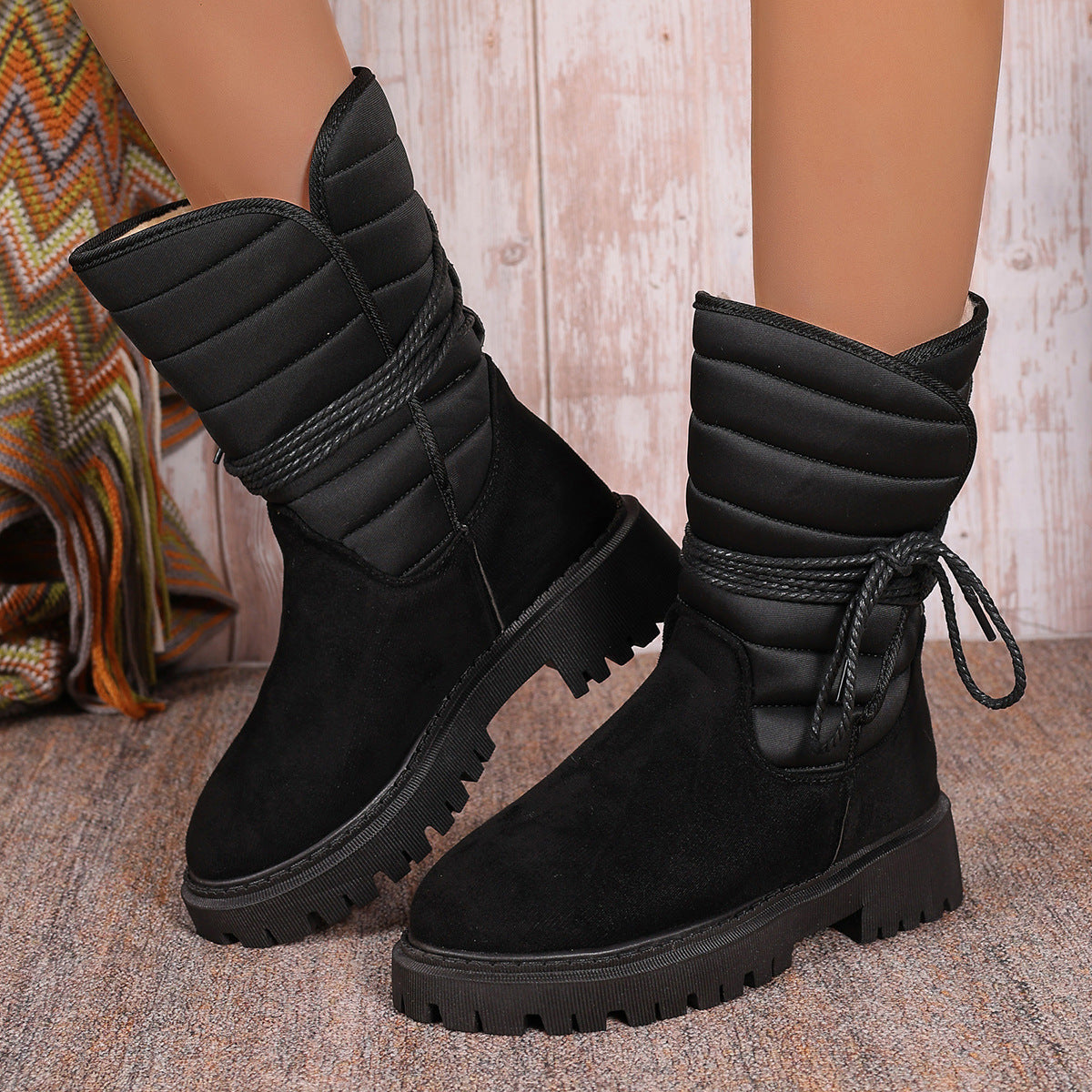 Gefütterte Damen-Winterstiefel, gepolstertes Design, robuste Gummisohle-1