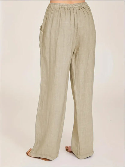 Damen-Hose, weites Bein, verstellbare Taille, Polyester 6