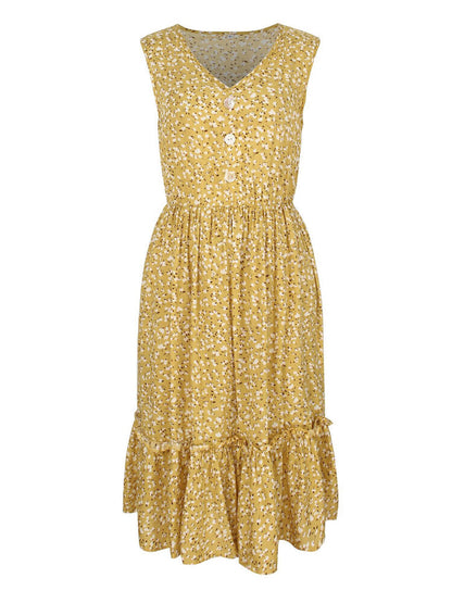 Variant image for Damen-Midikleid, geblümt V-Ausschnitt, Polyester, und Baumwolle-5