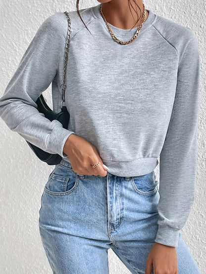 Damen-Pullover, kurz, Raglanärmel, weicher Mischstoff, Winter, Streetwear-4