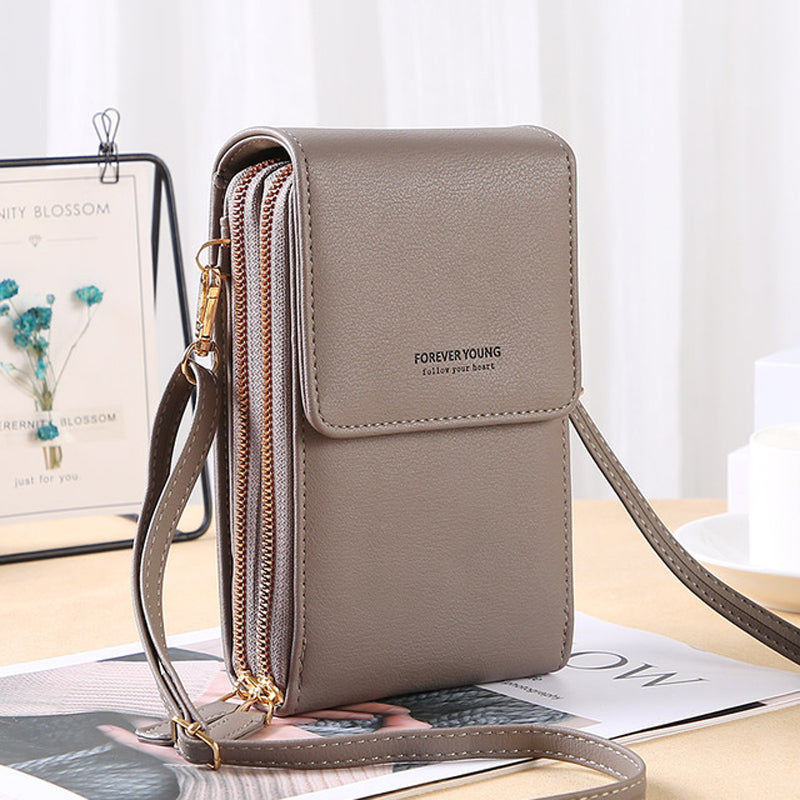 Damen-Crossbody-Tasche, transparentes Handyfach, nachhaltiges Synthetikmaterial-2