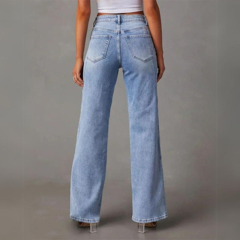 Damen-Jeans mit hoher Taille Lässig Denim Qualität 2