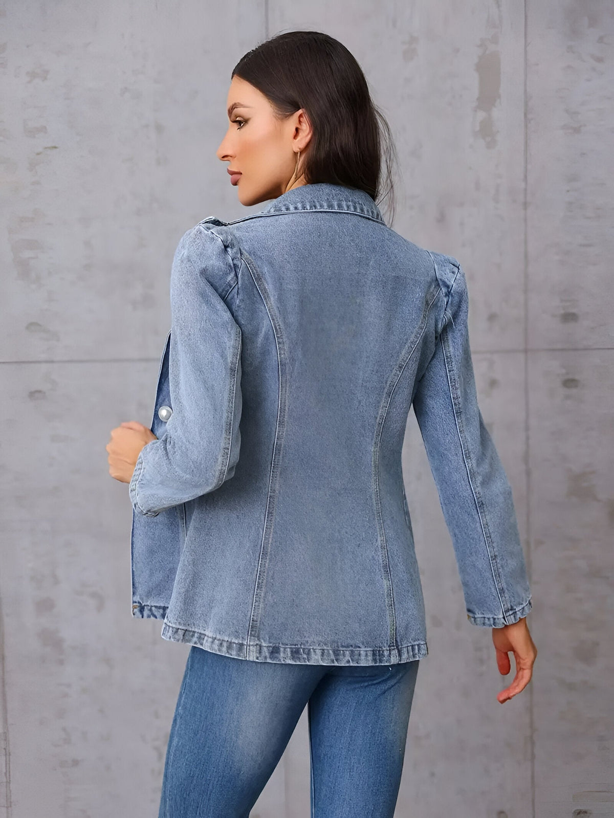 Damen-Jeansjacke Asymmetrisches Design Baumwollmischung-5