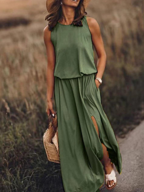 Variant image for Damen-Kleid, lang, ärmellos, runder Ausschnitt, Polyester-9