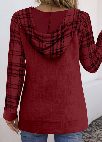 Damen-Kapuzenpullover, Karo, Patchwork, weiches Material-4