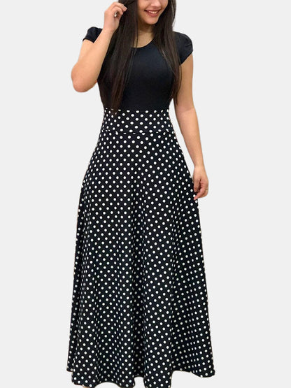 Maxikleid Damen Blumenmuster Rundhals Lang Polyester Sommer 13
