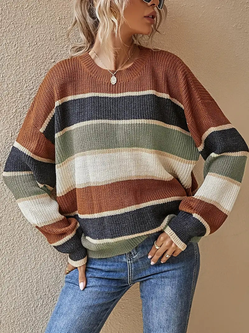 Damen-Strickpullover mit Rundhals im lässigen Stil aus 100 % Acryl -3