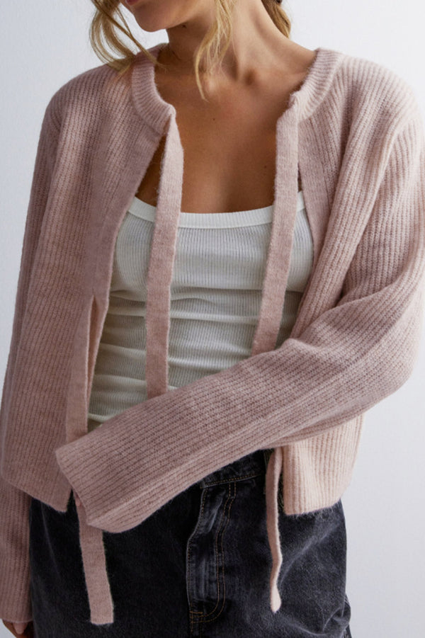 Damen-Cardigan, Schnürung, Strick, eleganter Herbst-3