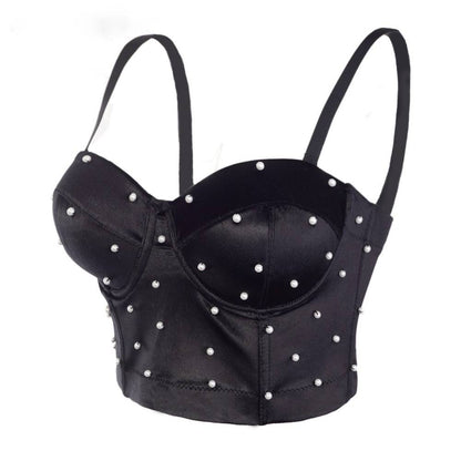 Ärmelloses Crop-Top für Damen aus Baumwolle und Polyester mit Perlendetails – Kurzer Stil, perfekt für Alltag und Party 2