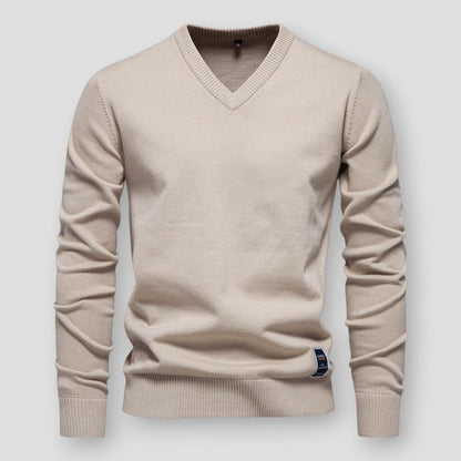 Herrenpullover, V-Ausschnitt, weicher Wollmix, moderne Passform-1