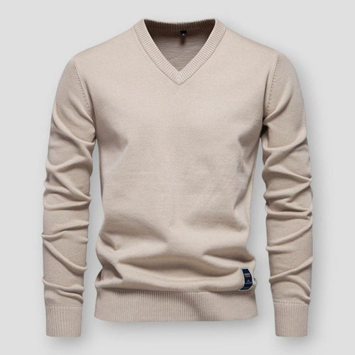 Herrenpullover, V-Ausschnitt, weicher Wollmix, moderne Passform-1