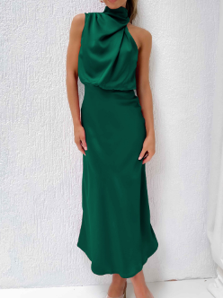 Damen-Maxikleid, A-Linie, Synthetikfaser, mit Offenem Schulterband-2