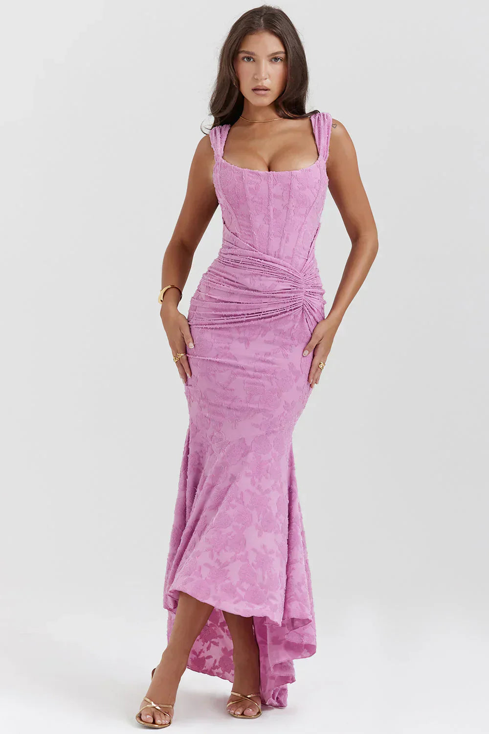 Variant image for Damen-Maxikleid, Vintage, Blumenmuster, Polyester, lange Ärmel-1