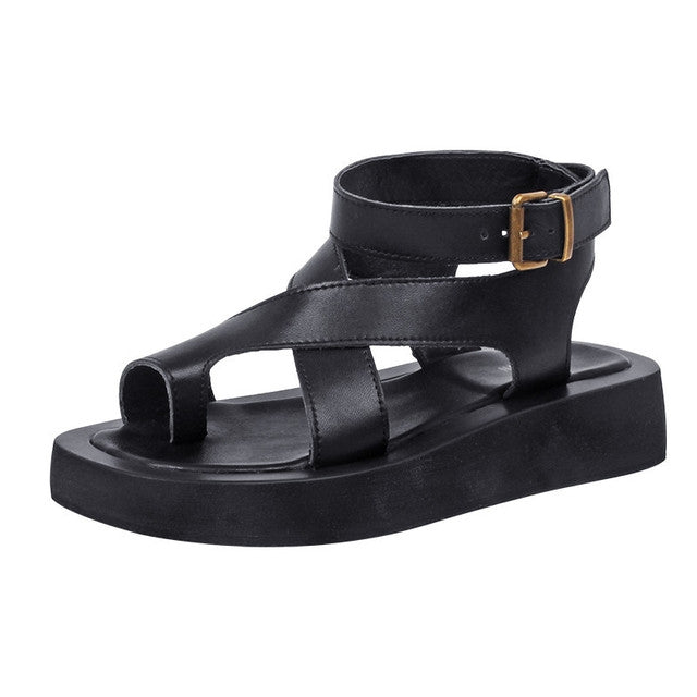 Damen-Peep-Toe-Sandalen, Sandalen, Plateau, echtes Kalbsleder-6