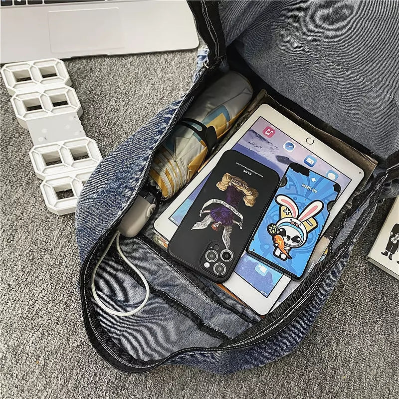 Damen-Rucksack, großes Fassungsvermögen, Polyester, Retro-Design-3