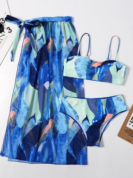 Badeanzug Damen Dreiteilig Bikini-Set Baumwolle und Elasthan-1