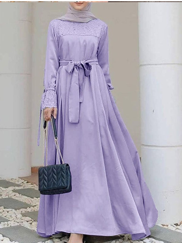 Maxikleid Damen Langarm Polyester Elegant Langes Kleid 7