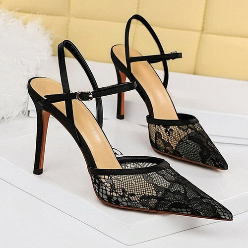 Damen-Schuhe mit Absatz Stiletto 9 cm Metallic-Leder-1