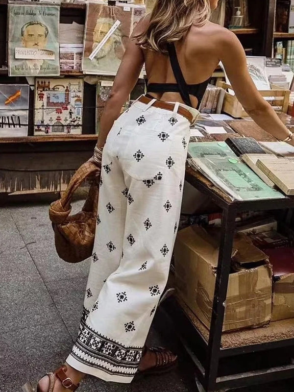 Damen-Hose, hoch tailliert, Vintage-Stil, aus nachhaltigem Leinen-1